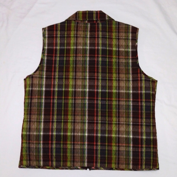 Christopher & Banks Women's Quilted Vest Large Plaid and Floral Pattern - Picture 7 of 9